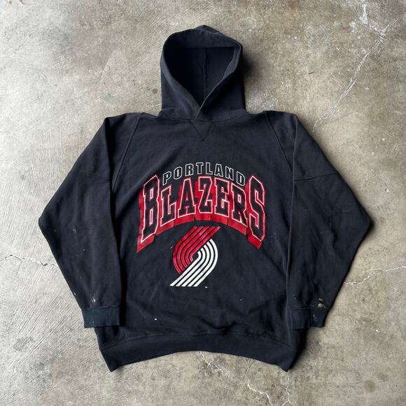 VINTAGE 90S PORTLAND TRAILBLAZERS NBA HOODIE DISTRESSED FADED FITS MENS XL - Picture 1 of 7